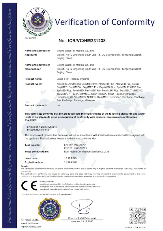 Medical CE LaserTell Diode Laser RF Systems MDD 2023 01